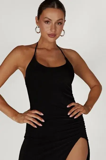 Meshki Allison Jersey Ruched Split Dress Black Size XS / Au 6 for rent on The Volte - main image