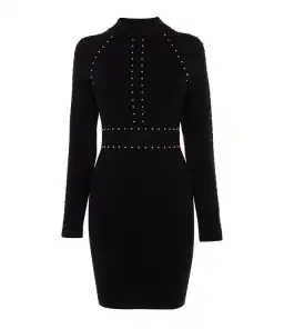 Karen Millen Embellished Bodycon Knit Dress Black Size AU 14 for rent on The Volte - image 2