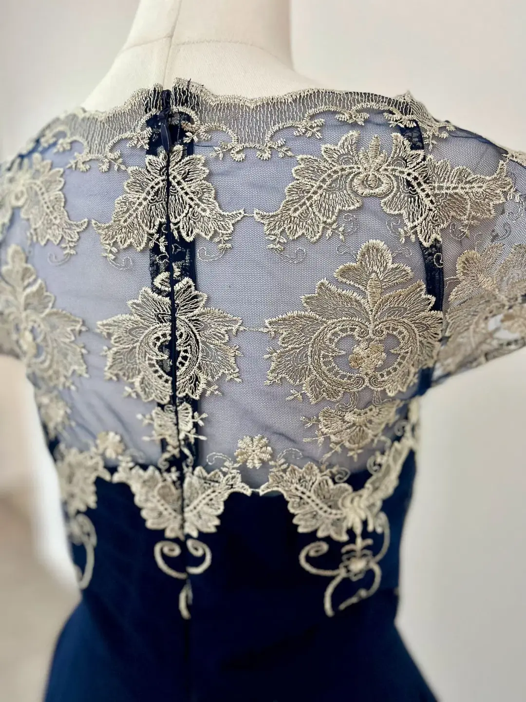 Chi Chi London Chiffon Midi Dress With Embroidery In Navy Size AU 8 for rent on The Volte - main image