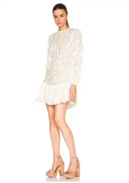 Zimmermann Master Embroidered Mini Dress Natural Size 8
