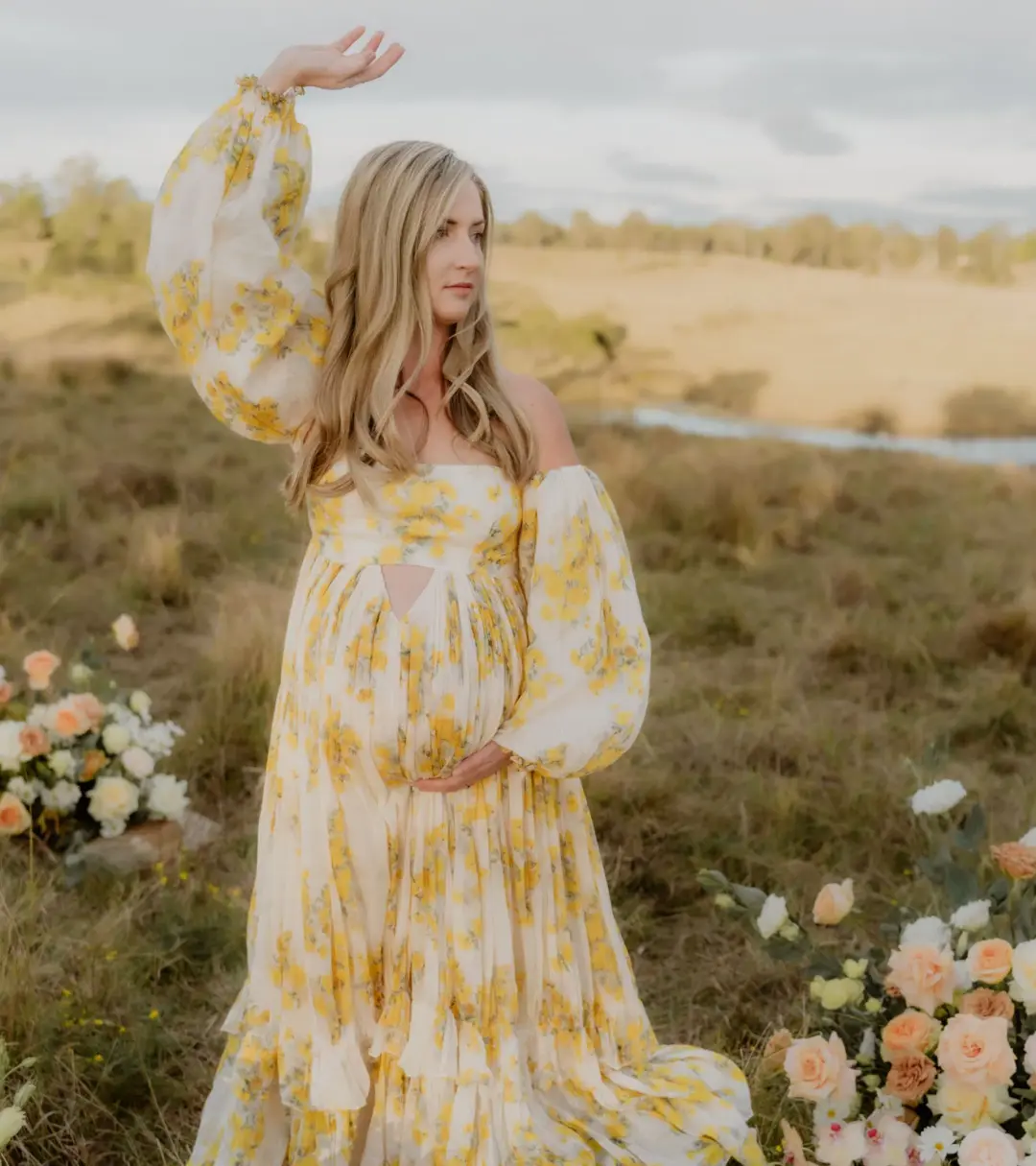 Rooh Collective Poppy Zephyr Maxi Dress Floral Size M/AU 10 for rent on The Volte - main image