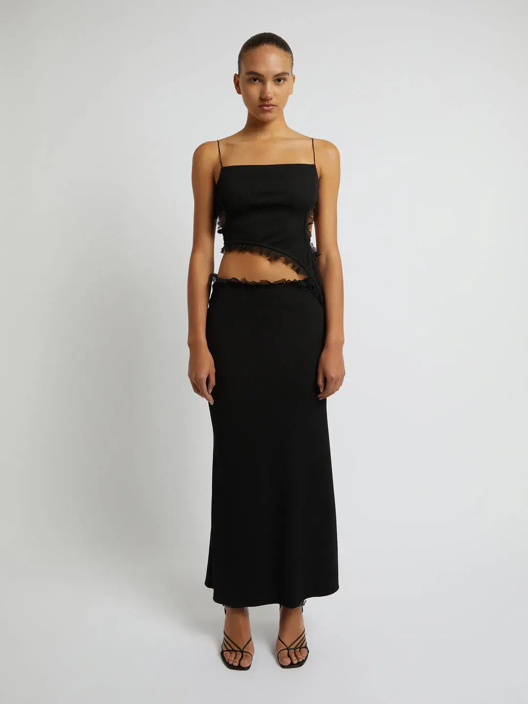 Christopher Esber Long Black Carina Sloped Interlink Tank Dress Size 6 for rent on The Volte - main image