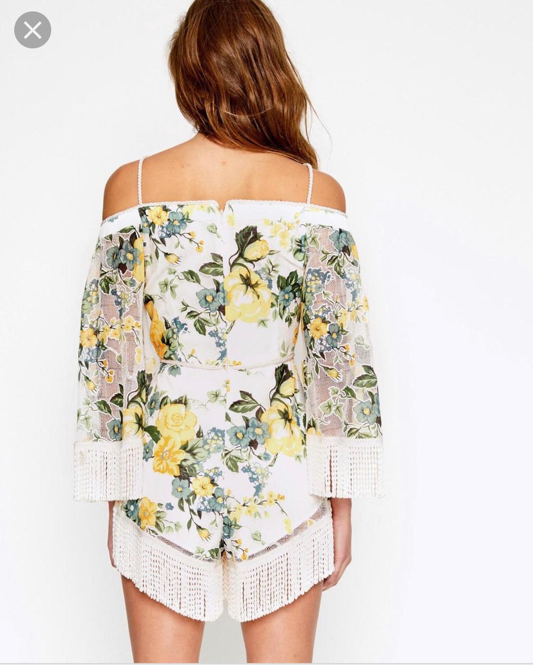 Alice McCall Le Fleur Playsuit Yellow Floral Size 6 for rent on The Volte - main image