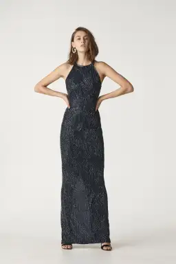 Rachel Gilbert Hand Embellished Carrie Gown Midnight Black Size AU 6 for rent on The Volte - image 1