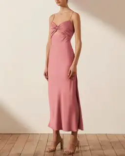 Shona Joy Luxe Twist Front Sleeveless Midi Dress Pink Size 10 for rent on The Volte - image 2