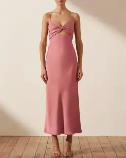 Shona Joy Luxe Twist Front Sleeveless Midi Dress Pink Size 10 for rent on The Volte - image 1