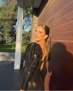 Albina Dyla Gold Couture Black Biker Mini Dress Sequin Size 8 for rent on The Volte - image 3