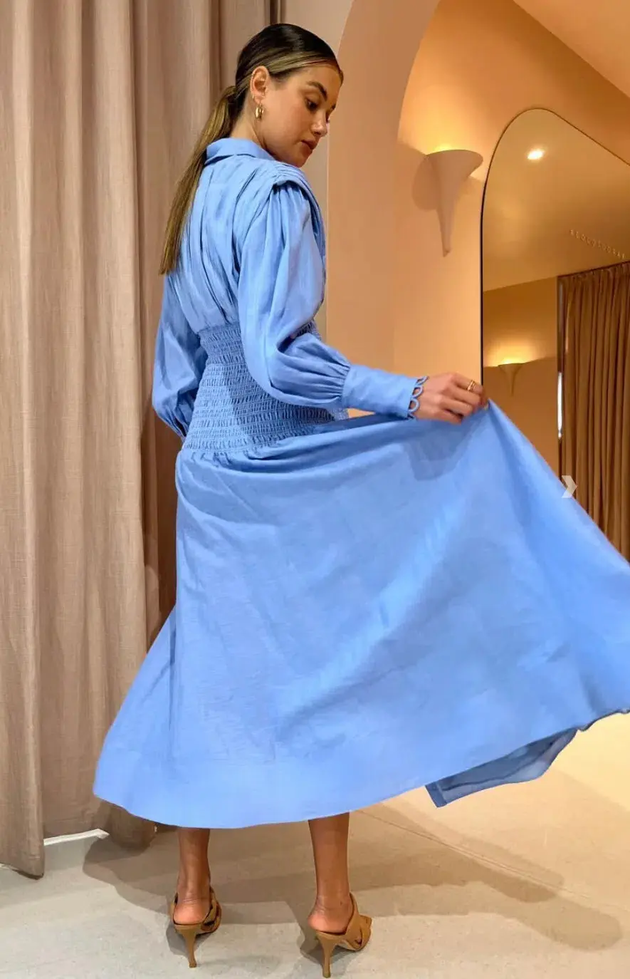 Saint Armont Contre Moi Maxi Shirt Dress Blue Size 6 for rent on The Volte - main image