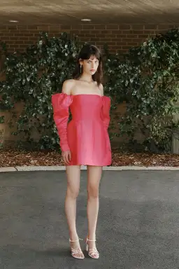 Aje Baret Sleeved Mini Dress Pink Size 8 for rent on The Volte - image 1