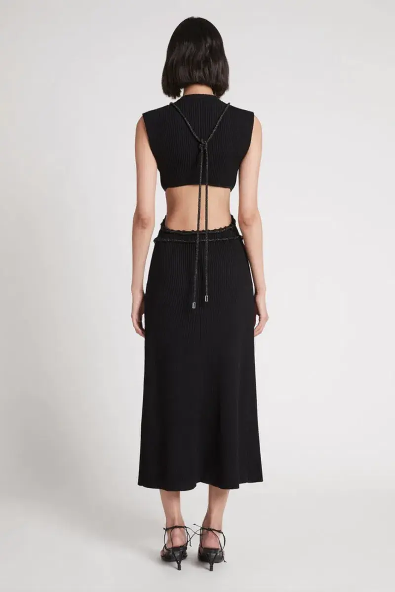 Aje Arp Cut Out Midi Dress Black Size 10 for rent on The Volte - main image