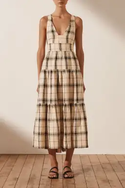 Shona Joy Indra Plunged Crossback Midi Dress Print Size 10