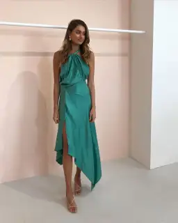 One Fell Swoop Audrey Midi Dress Emerald Green Size 10 for rent on The Volte - image 1