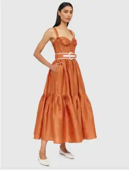 Leo Lin The Suffolk Bustier Dress Cinnamon Orange Size AU 8 for rent on The Volte - image 1