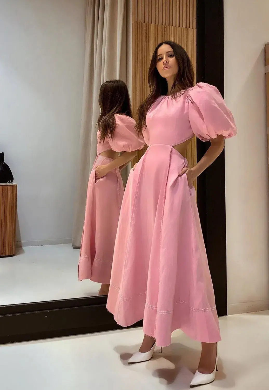 Aje Serendipity Cut Out Dress Musk Pink Size AU 8 for rent on The Volte - main image