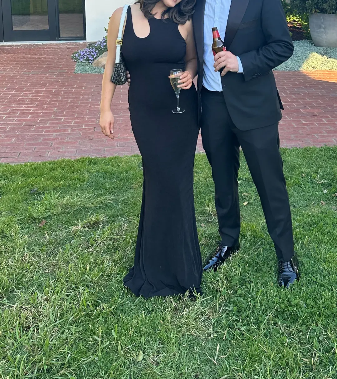 Misha Liliya Slinky Jersey Gown Black Size 10/M for rent on The Volte - main image