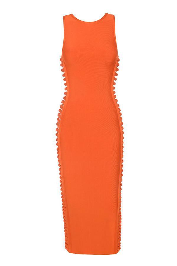 House of CB Martinique Midi Dress Orange Size 8 for rent on The Volte - main image