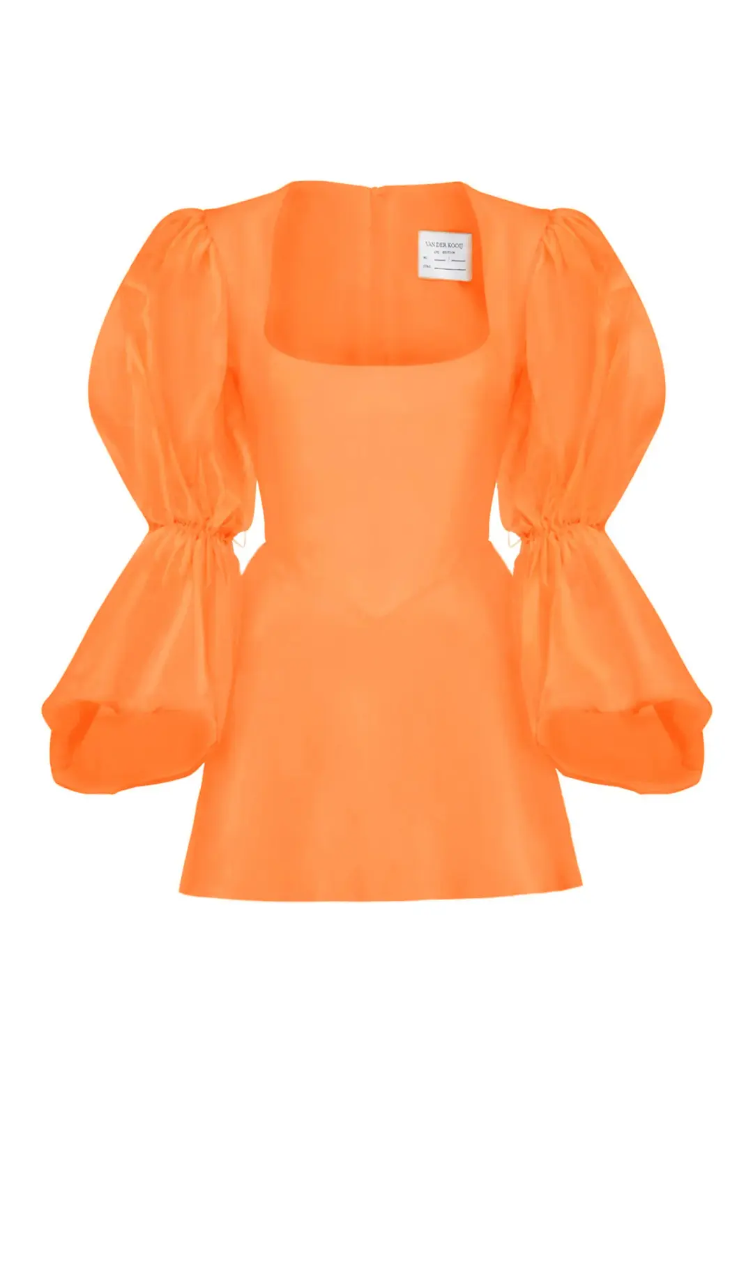 Van Der Kooij Neve Volume Sleeve Micro Mini Dress Orange Size 3 / AU 12 for rent on The Volte - main image