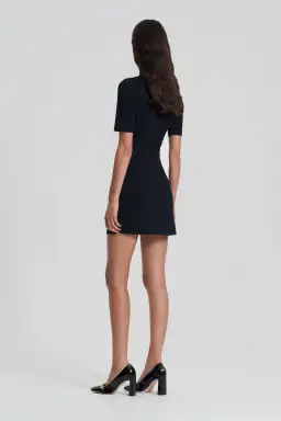 Scanlan Theodore Crepe Knit Mini Button Dress Black Size 6/8/XS for rent on The Volte - image 2