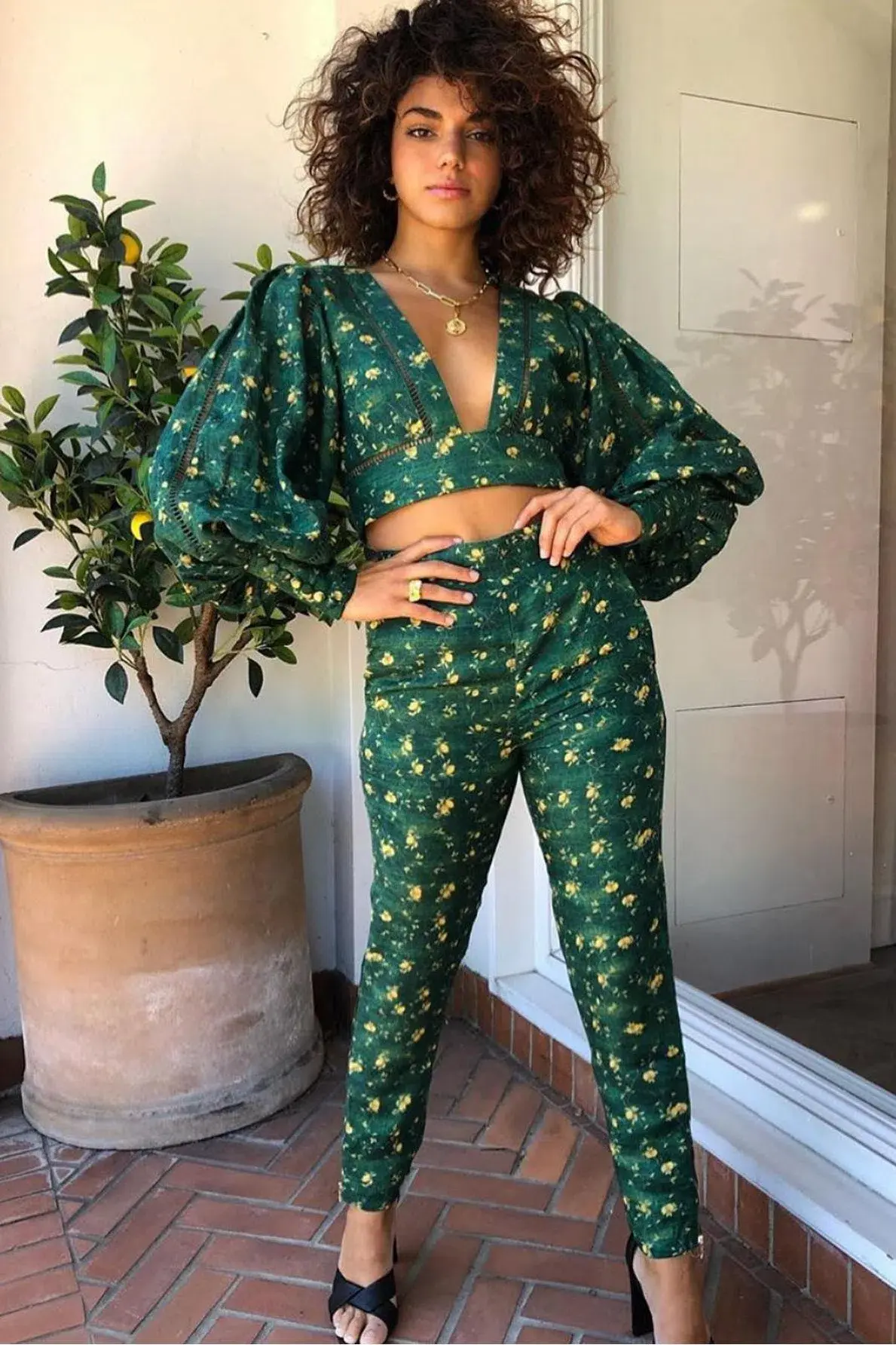 Mackenzie Mode Mrs Sippy Luxe Lemons Top Green Size 12 - Image 2