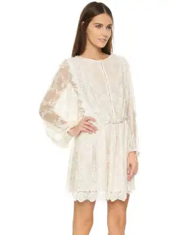 Zimmermann Alchemy Twine Embroidery Mini Dress Ivory Size 1/ AU 10