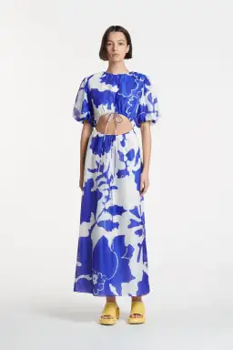 Sir The Label Vivi Puff Sleeve Maxi Dress Blue Print Size 10 for rent on The Volte - image 1