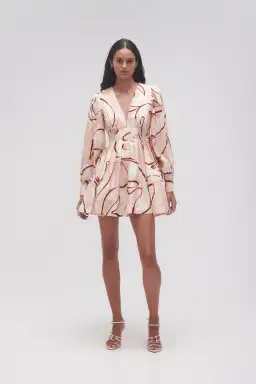 Aje Amelia Plunge Mini Dress Print Size 10