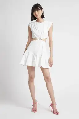 Aje Solstice Cut Out Ring Flip Dress White Size 4 for rent on The Volte - image 1