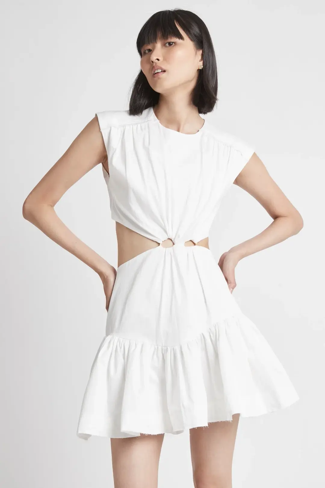 Aje Solstice Cut Out Ring Flip Dress White Size 4 for rent on The Volte - main image