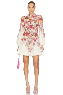 Zimmermann Wonderland Buttoned Mini Elka Poppy Dress Ivory Size AU 8-10 for rent on The Volte - image 1