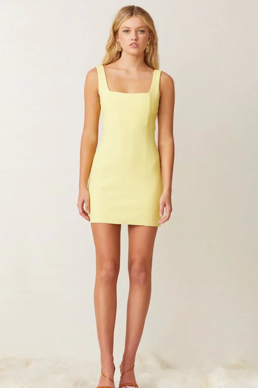 Bec & Bridge Gemma Mini Dress Banana Size 6 for rent on The Volte - main image