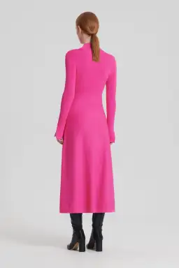 Scanlan Theodore Crepe Knit Button Polo Dress Fuchsia Size AU 8 for rent on The Volte - image 3