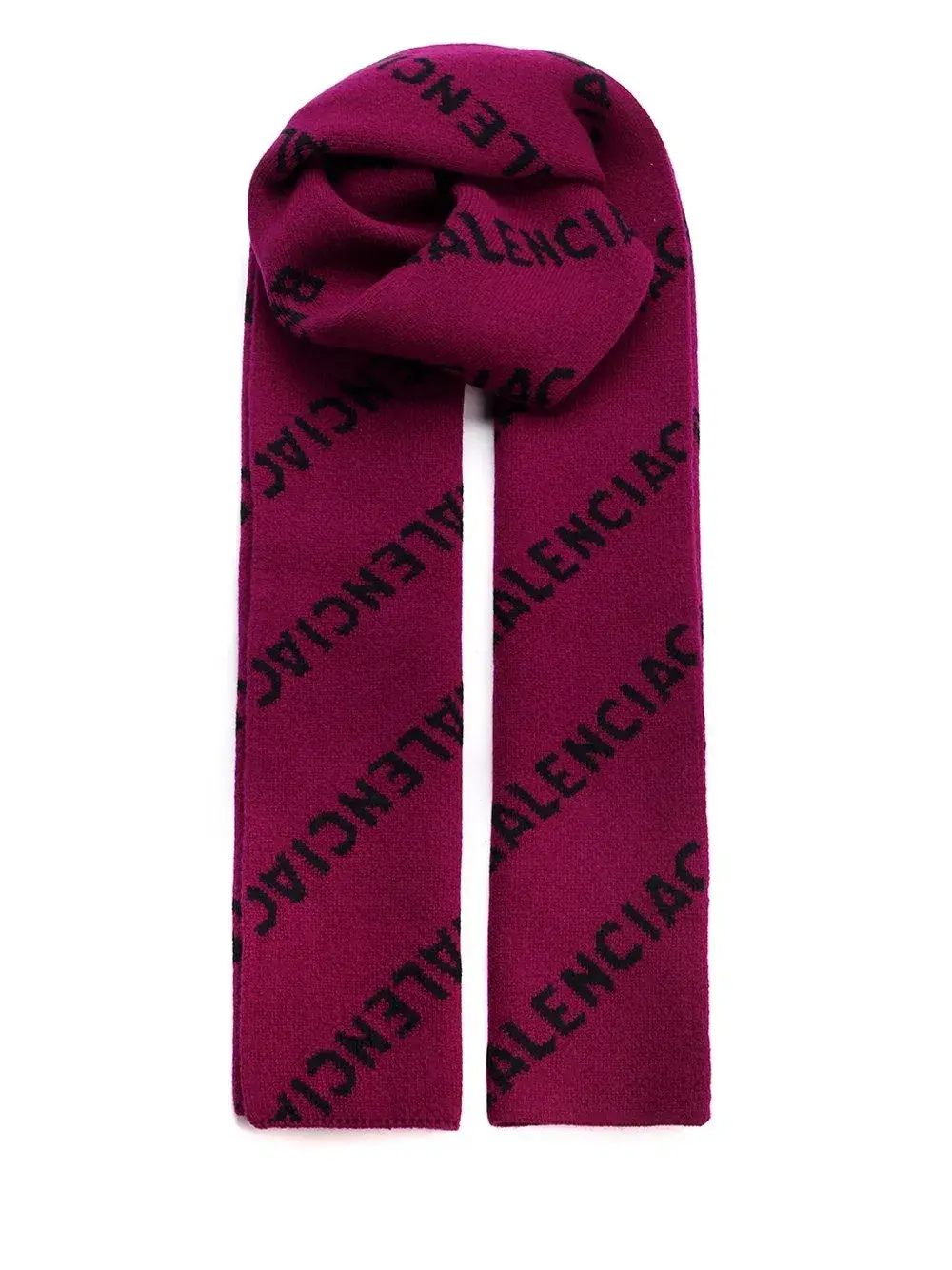 Balenciaga Allover Logo Knit Scarf Burgundy for rent on The Volte - main image