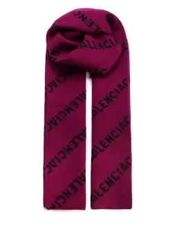 Balenciaga Allover Logo Knit Scarf Burgundy for rent on The Volte - image 1