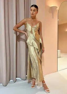 Acler Queensbridge Dress Gold Size AU 10 for rent on The Volte - image 1