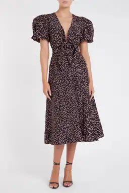 Rebecca Vallance Cha Cha Midi Dress Pink Polka Dot Size 12 for rent on The Volte - image 1