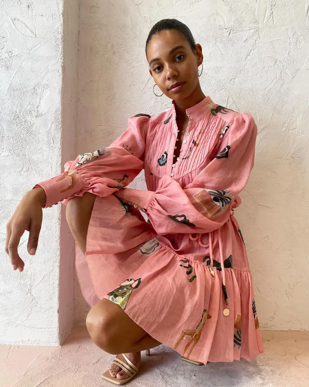 Alemais Cleo Smock Mini Dress Pink Size 8 AU for rent on The Volte - main image