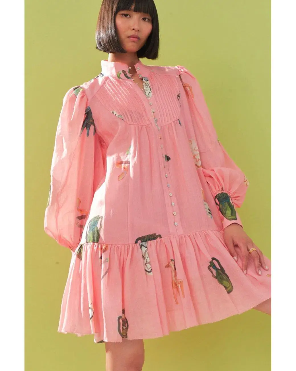 Alemais Cleo Smock Mini Dress Pink Size 8 AU for rent on The Volte - main image
