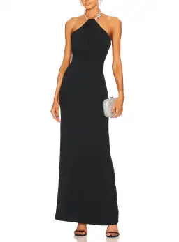 Solace London Riva Maxi Dress in Black Size 10 / M