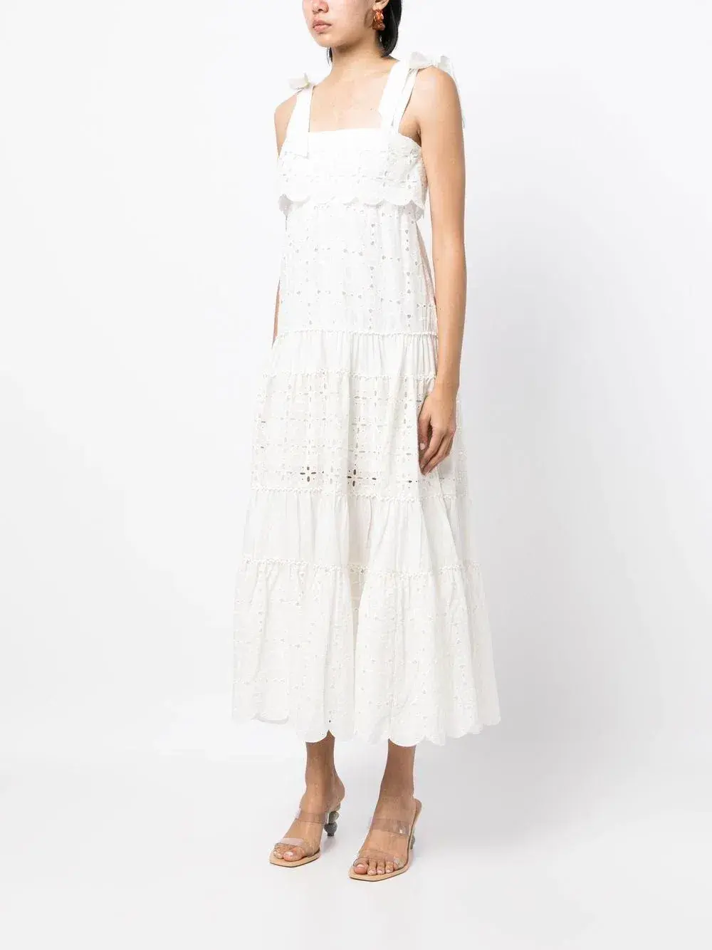 Alemais Evie Panelled Tie Midi Maxi Dress White Size 6 for rent on The Volte - main image