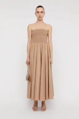 Scanlan Theodore Crepe Knit Cotton Strapless Dress Nude Size 8 for rent on The Volte - image 1