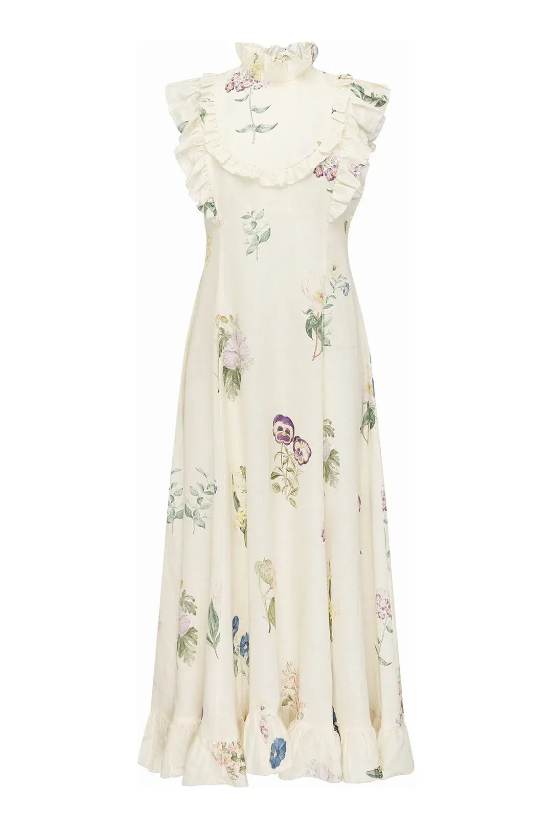 Alemais Jules Floral Midi Maxi Antique Dress White Size 10 for rent on The Volte - main image