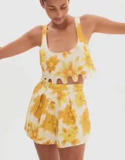 Alemais Sonny Sculpt Crop Top and Shorts Mini Set Floral Lemon Size 8 for rent on The Volte - image 2