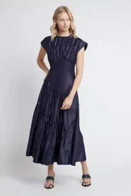Aje Serendipity Reflection Midi Dress Midnight Navy Size AU 14 for rent on The Volte - image 1