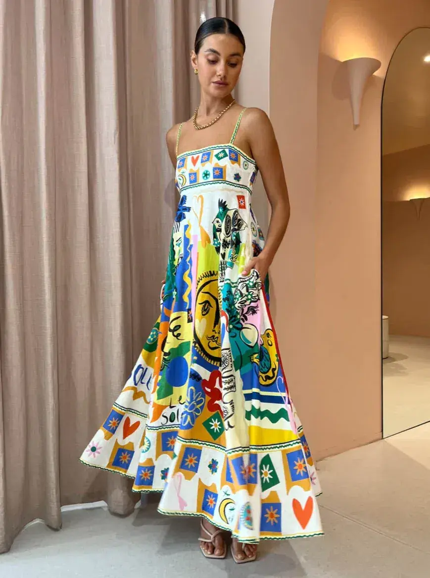 Alemais Soleil Sundress Print Multi Size AU 12 for rent on The Volte - main image