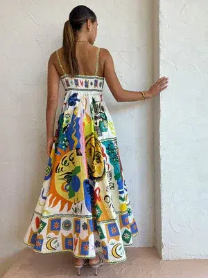 Alemais Soleil Sundress Print Multi Size AU 12 for rent on The Volte - main image