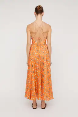 Scanlan Theodore Linen Foulard Strappy Dress Tangerine Size XS/AU 6 for rent on The Volte - image 2