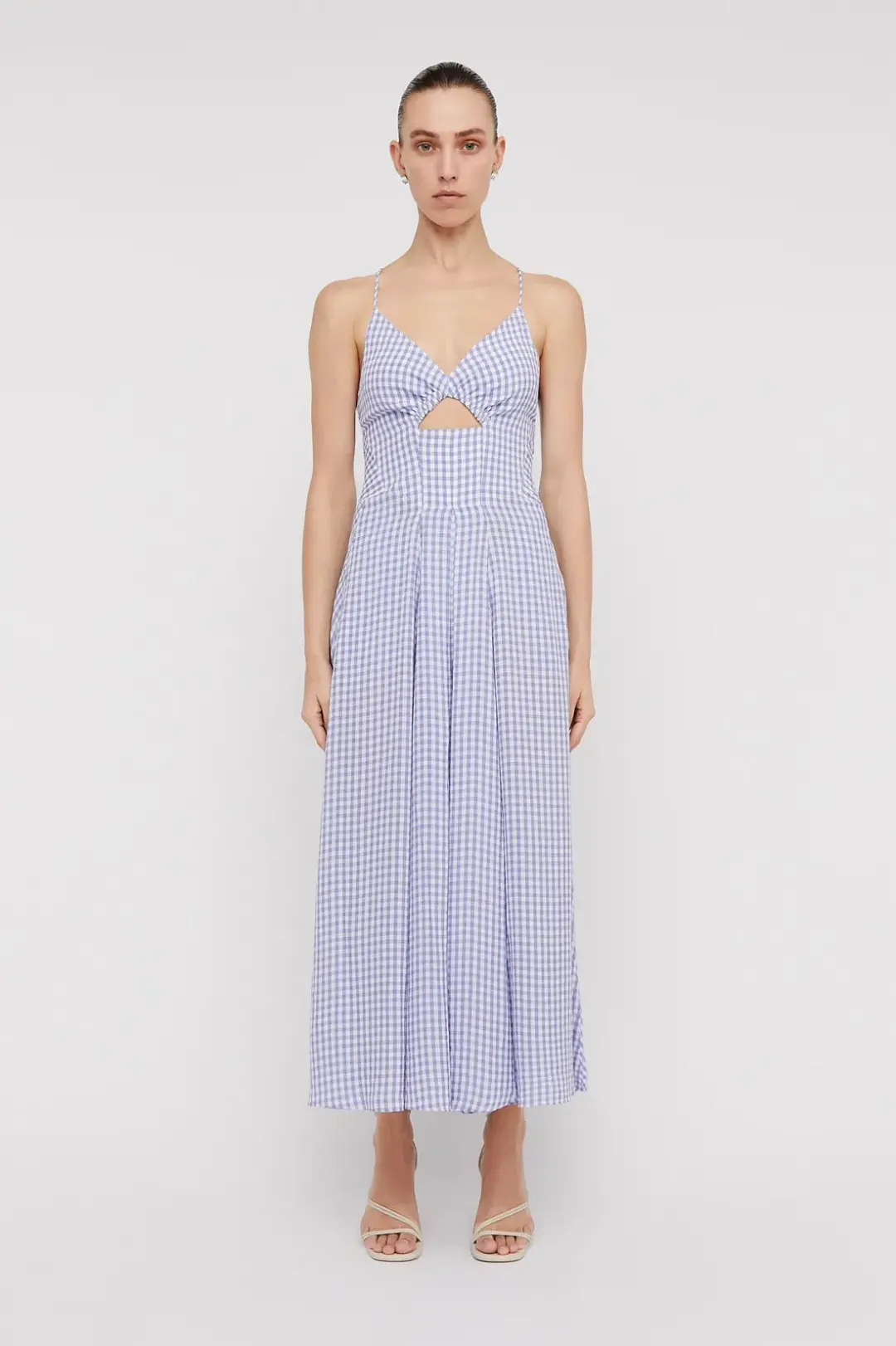 Scanlan Theodore Strappy Gingham Dress Mauve Size XS/Au 6 for rent on The Volte - main image