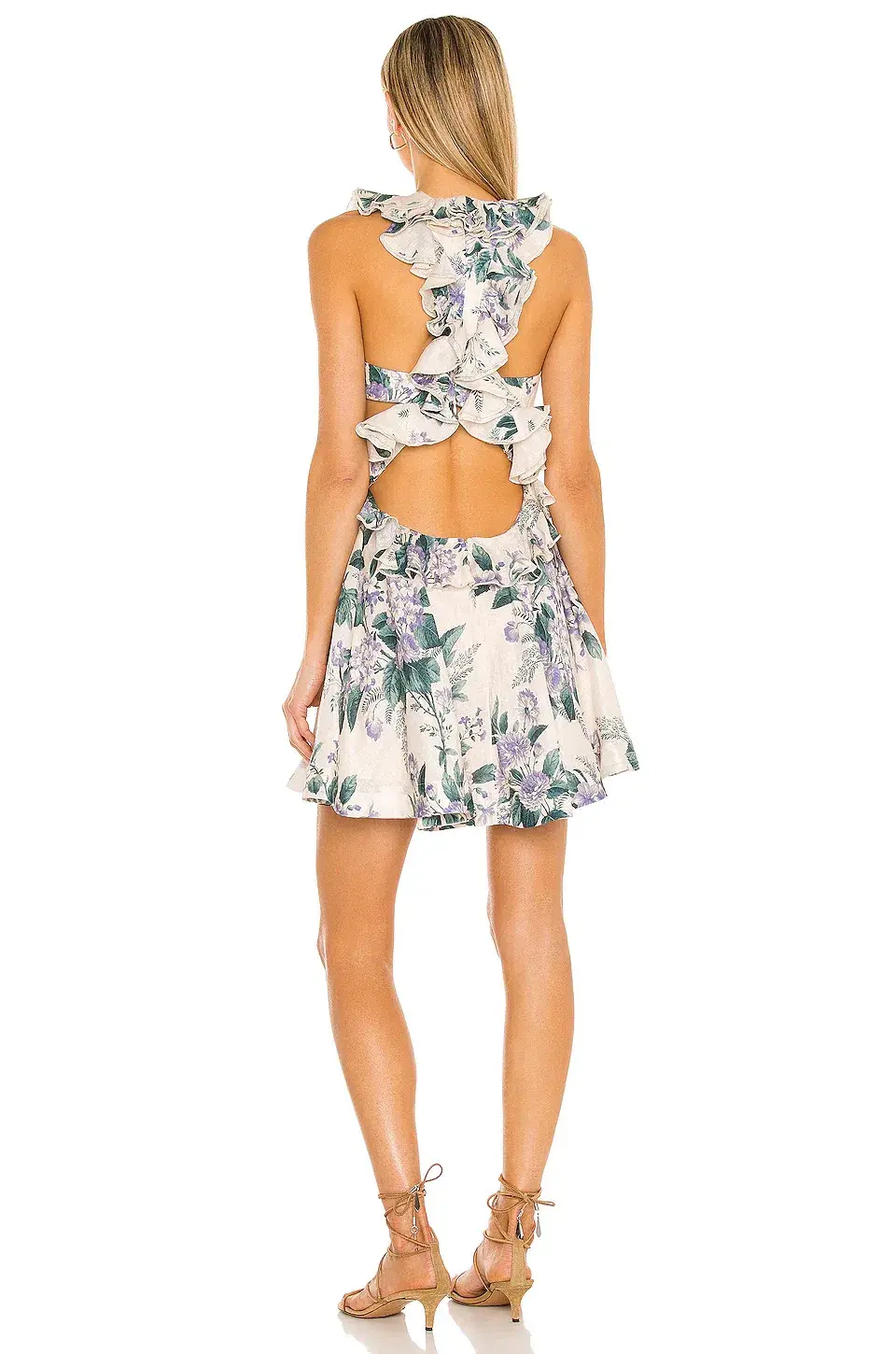 Zimmermann Cassia Ruffle Mini Dress Floral Size 1/Au 10 for rent on The Volte - main image