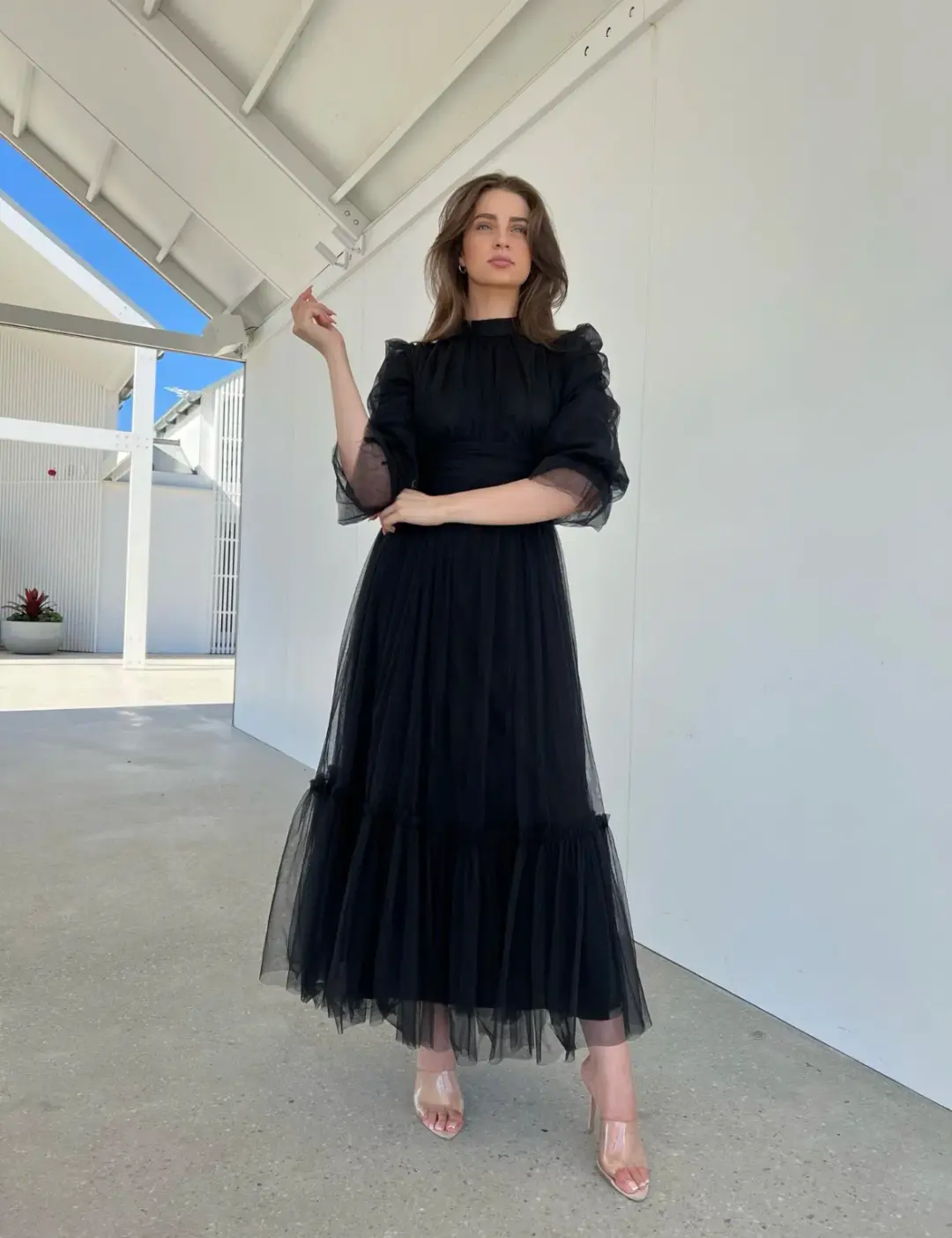 Veil of Faith Tulle Gown Black Size 8 for rent on The Volte - main image