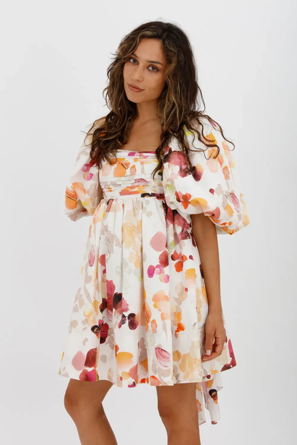 AJE Dassia Puff Sleeve Mini Dress Floral Print Size 10 for rent on The Volte - main image